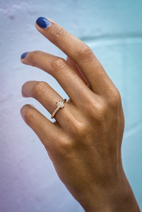 Grey Diamond Engagement Ring, Natural Gemstone, April Birthstone – Abiza