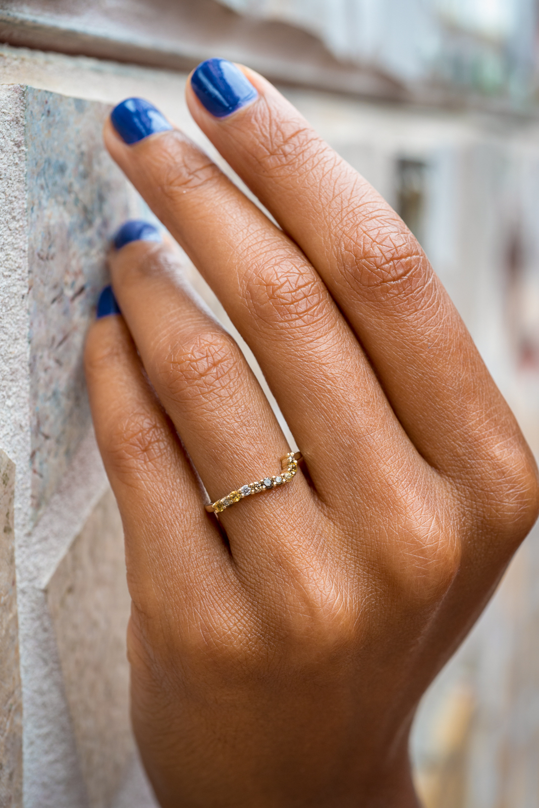 Aquamarine Engagement Ring in Rose Gold Vintage Floral Diamond Band | La  More Design