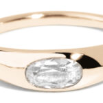 Crescent Diamond Oval Ring in 14kt Yellow Gold