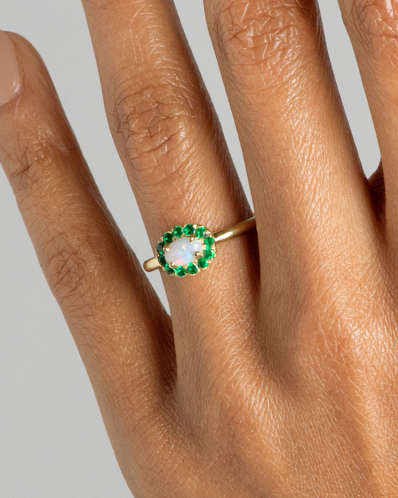 Dasha Opal with Emerald Halo Ring_WEB