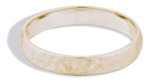 Milla Round Hammered Narrow Band 3mm in 14kt Yellow Gold