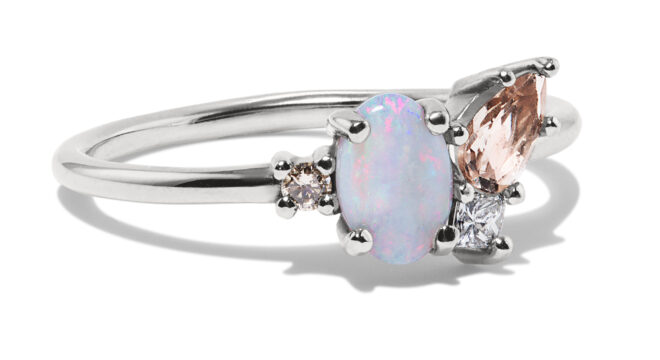 Eaves Cluster Opal with Morganite Ring - Bario Neal