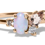 Eaves Cluster Opal with Morganite Ring in 14kt Yellow Gold