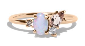 Eaves Cluster Opal with Morganite Ring in 14kt Yellow Gold