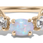 Icon Hex Opal with Diamond Ring in 14kt Yellow Gold