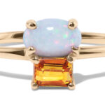 Orla Cluster Opal with Sapphire Ring in 14kt Yellow Gold