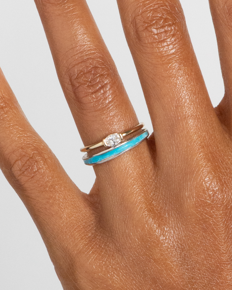 Nikko Mini Diamond Oval Ring with Arc Band with Robins Egg Blue Enamel_SS_WEB2