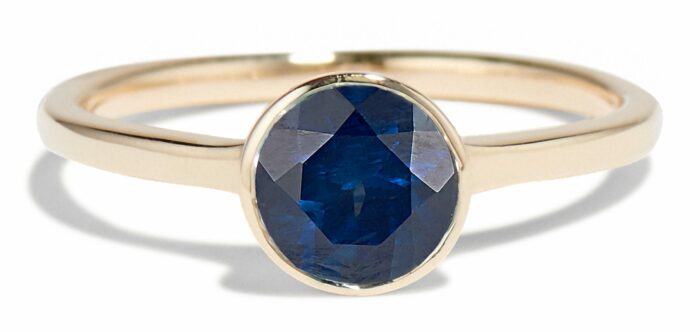 Cushion Shaped Blue Sapphire Dainty Ring And Three Stone Wedding Ring –  SHINE JEWEL