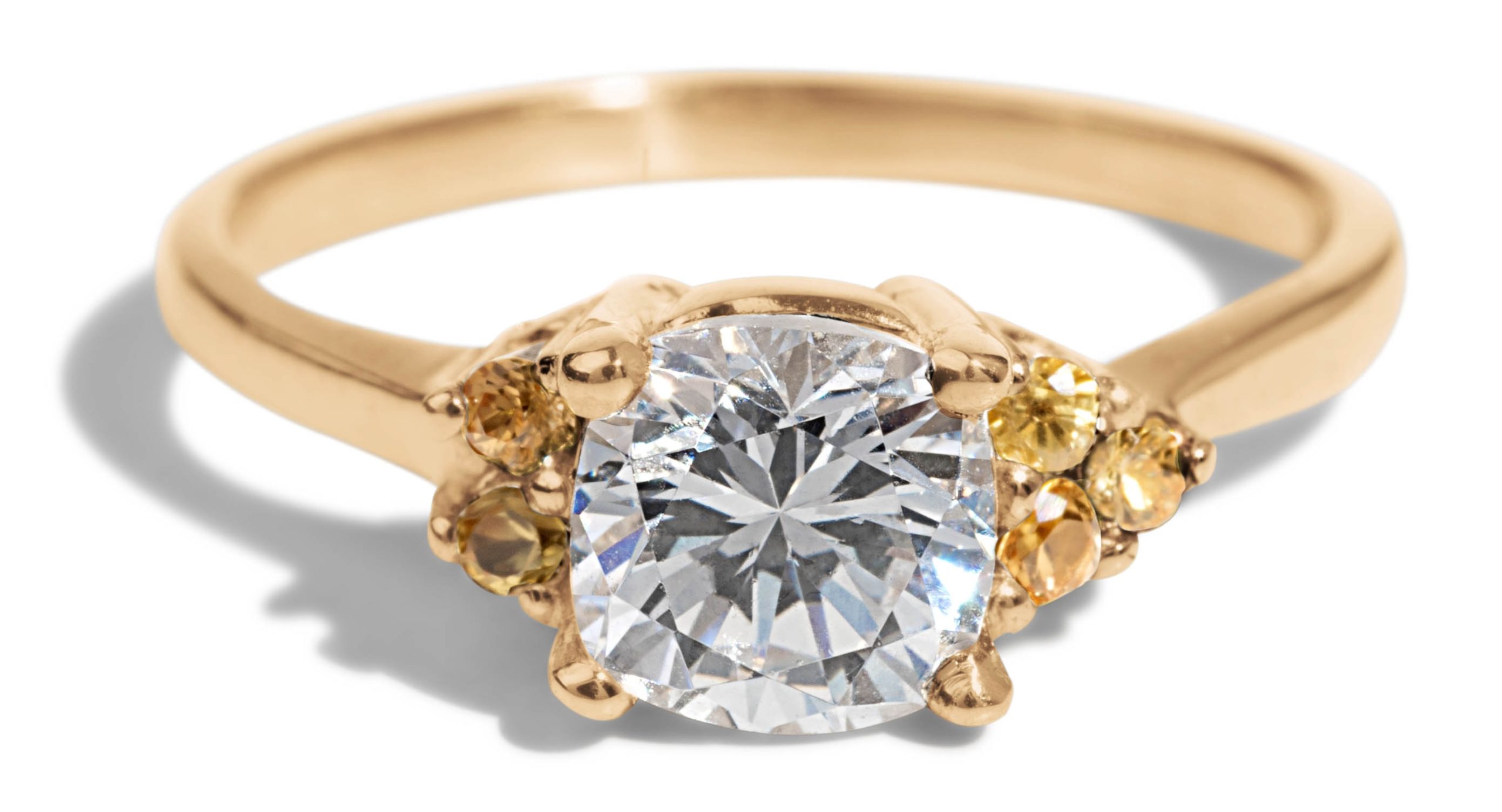 Yellow Sapphire Engagement Ring, Yellow Sapphire Diamond Ring for Women,  Dainty Gold Ring, Minimalist Ring - Etsy
