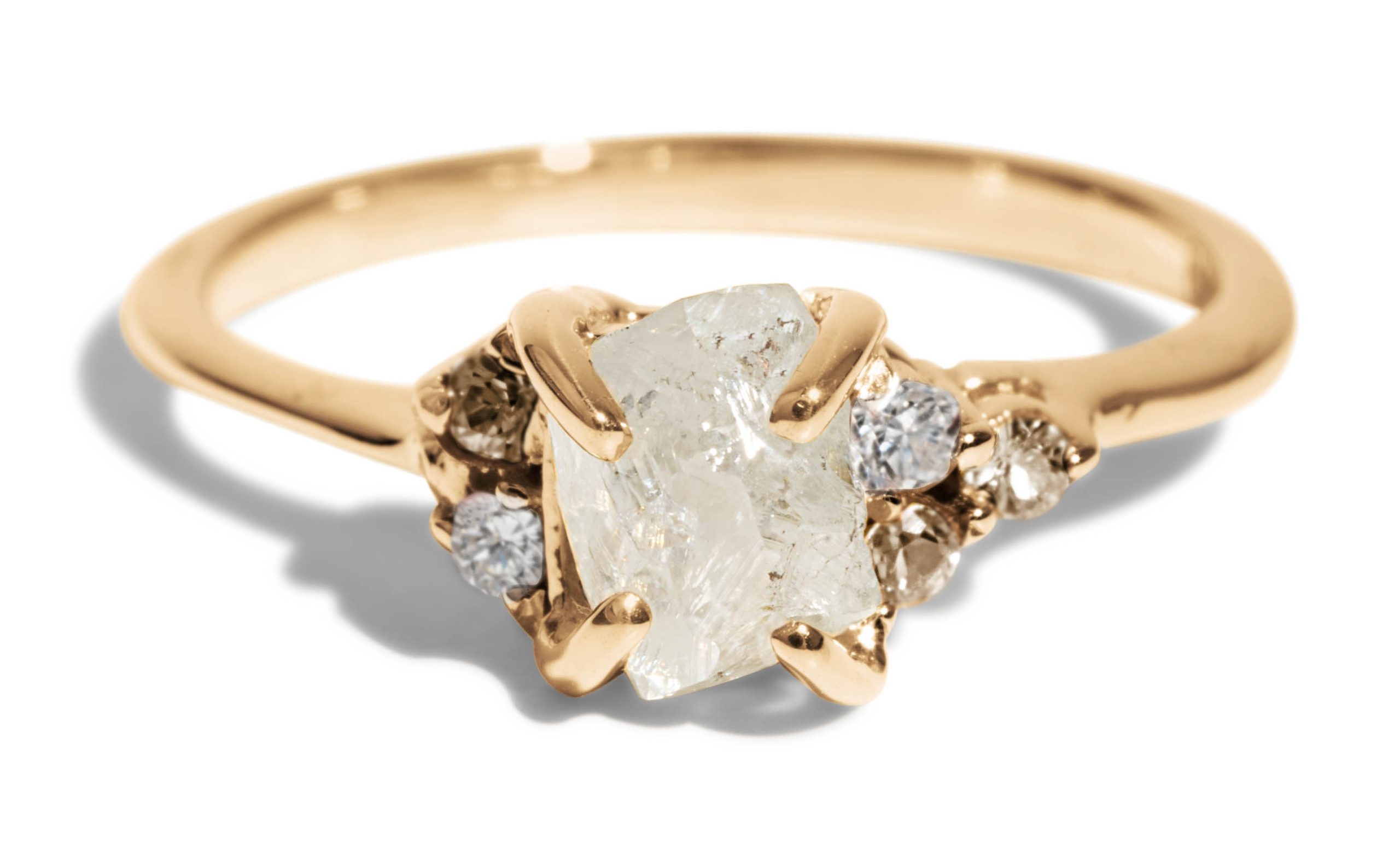 Raw Diamond Engagement Ring White Gold - Doron Merav