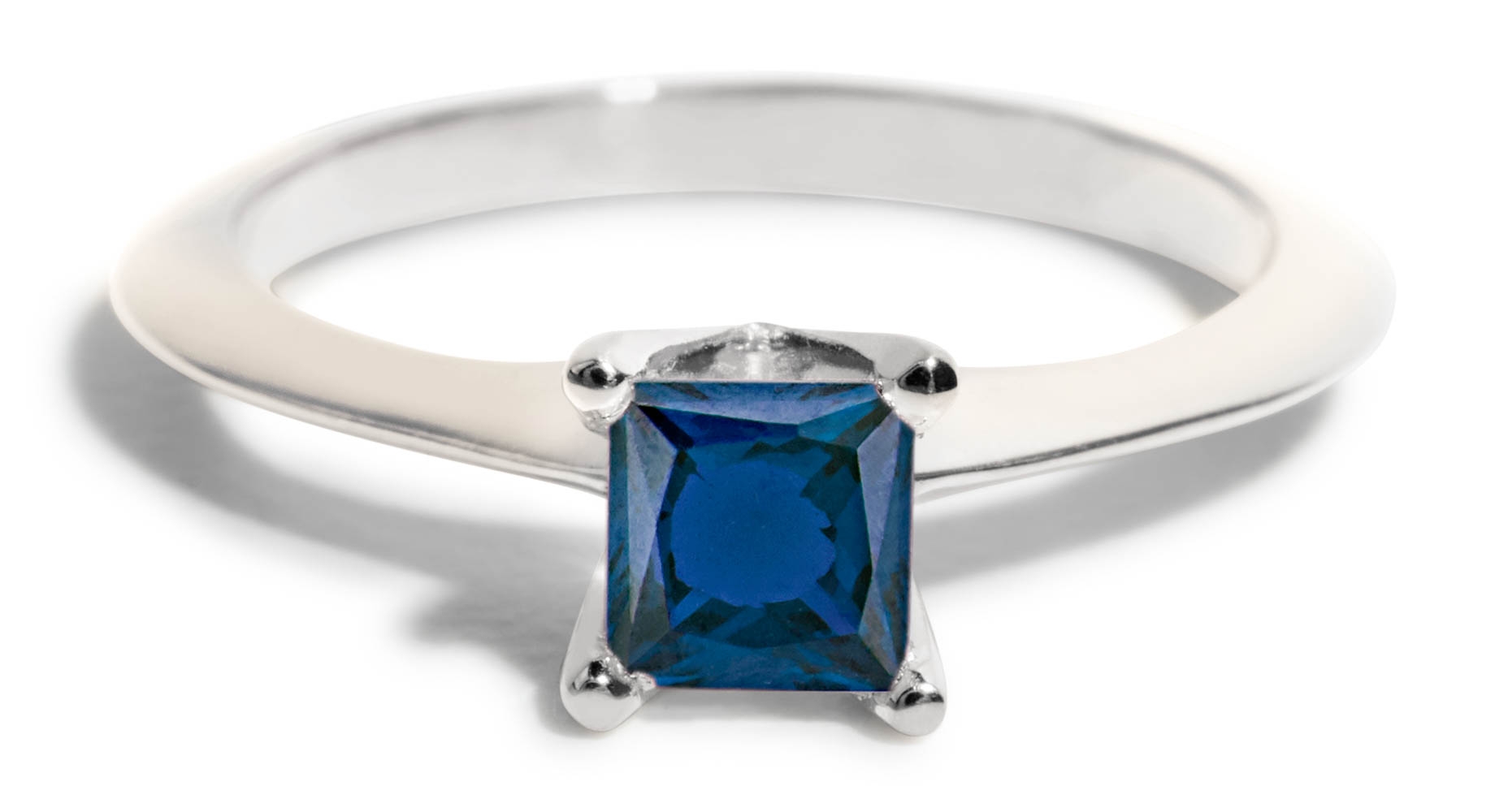 Princess Cut 1.00 cts Blue Sapphire Engagement Ring Sterling Silver | eBay
