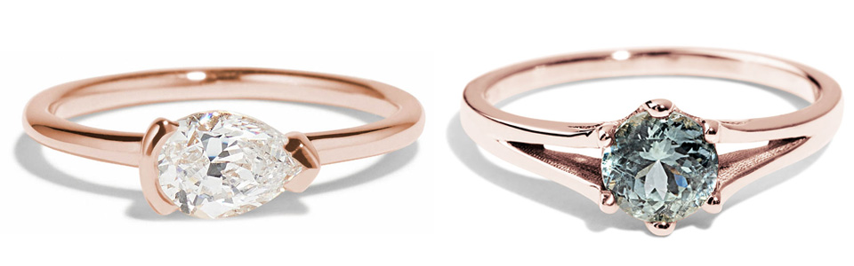 Collage of rose gold rings under $2,000
