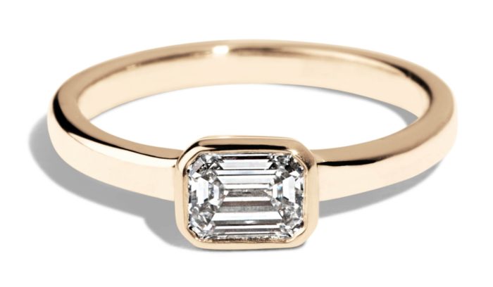 Custom .5ct Bezel Set Emerald Cut Diamond Ring - Bario Neal