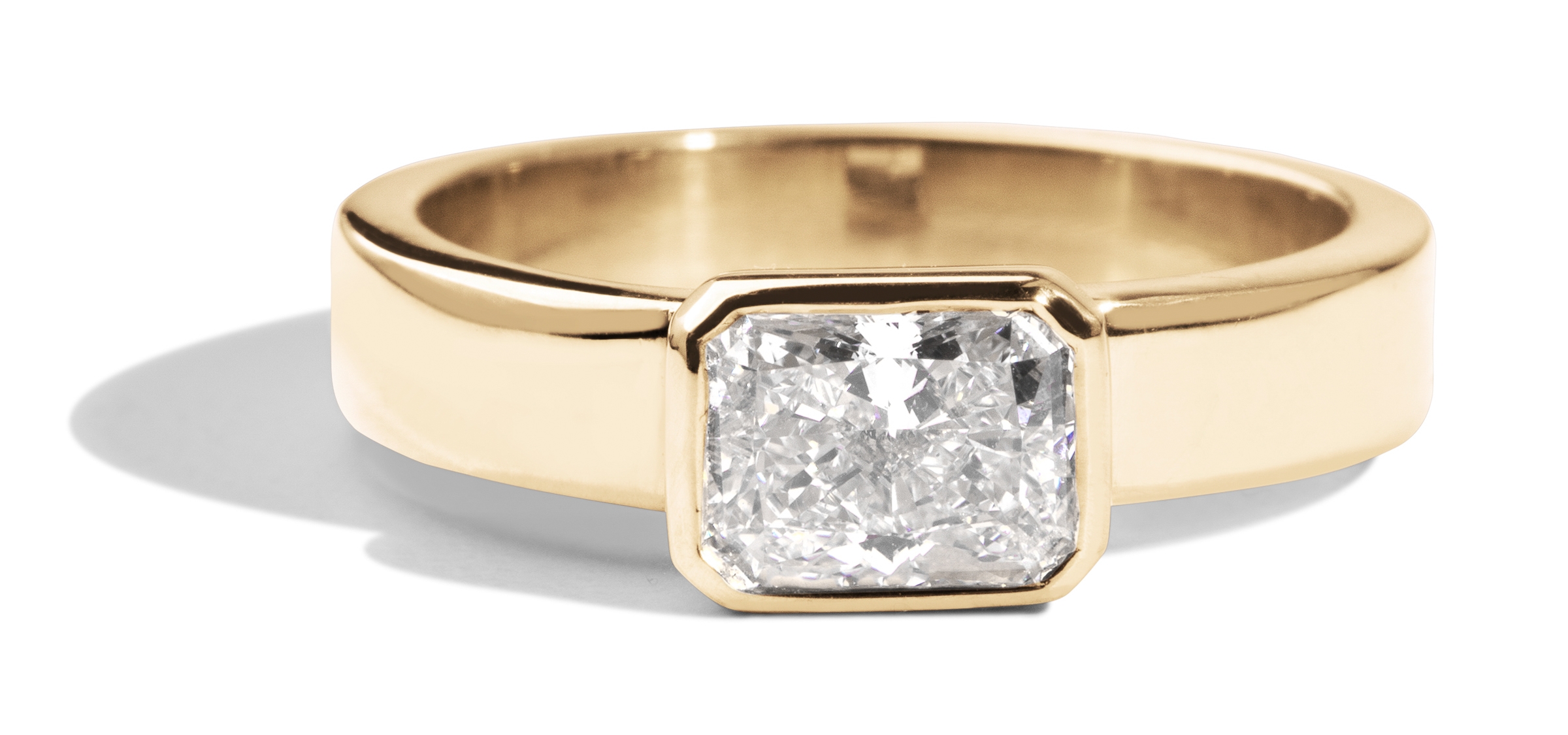 Custom Bezel Set 1.71ct Radiant Cut Diamond Solitaire Ring - Bario Neal