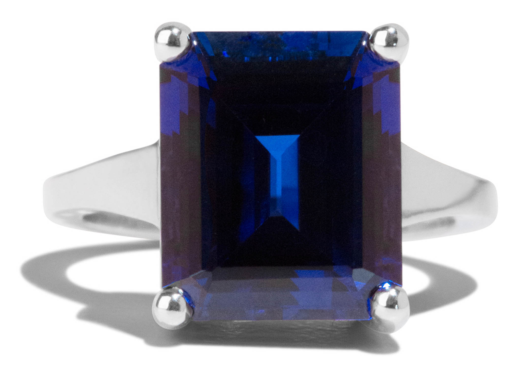 Princess & Round Cut Diamond and Square-Cut Blue Sapphire Three-Stone  Engagement Ring 3/4 ct tw 14K White Gold | Kay