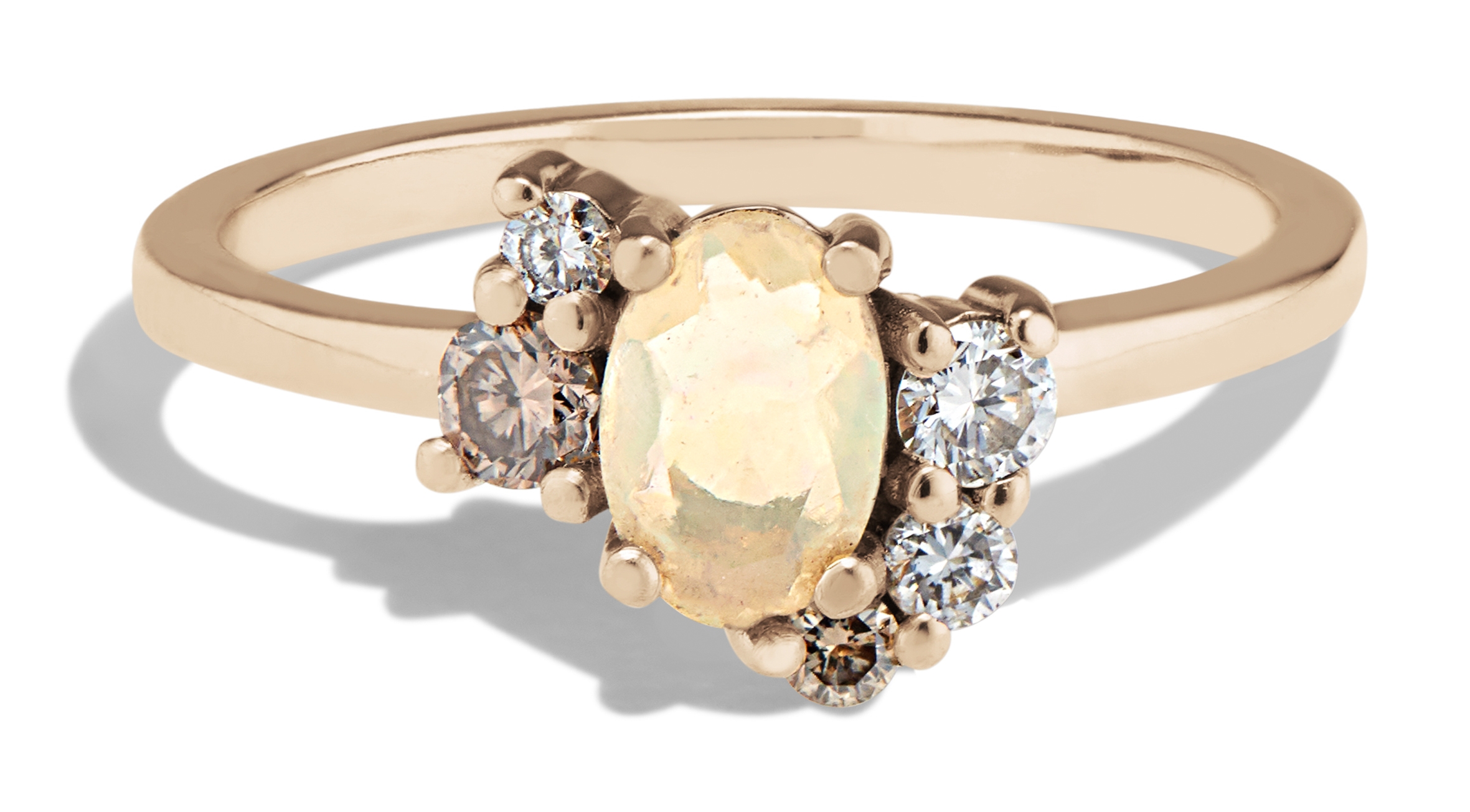 Custom Opal and Champagne Diamond Cluster Ring - Bario Neal