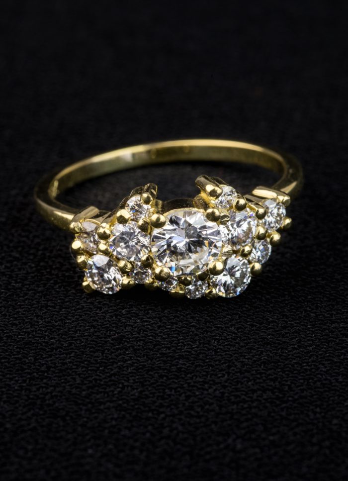 Artemer 18ct Gold Dual Diamond Cluster Engagement Ring | Liberty