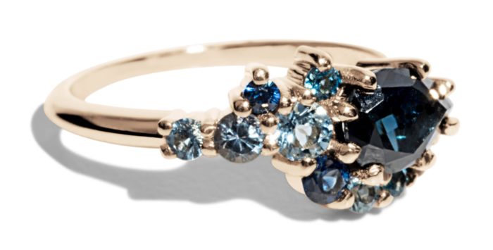 Custom Blue Sapphire and Aquamarine Cluster Ring - Bario Neal