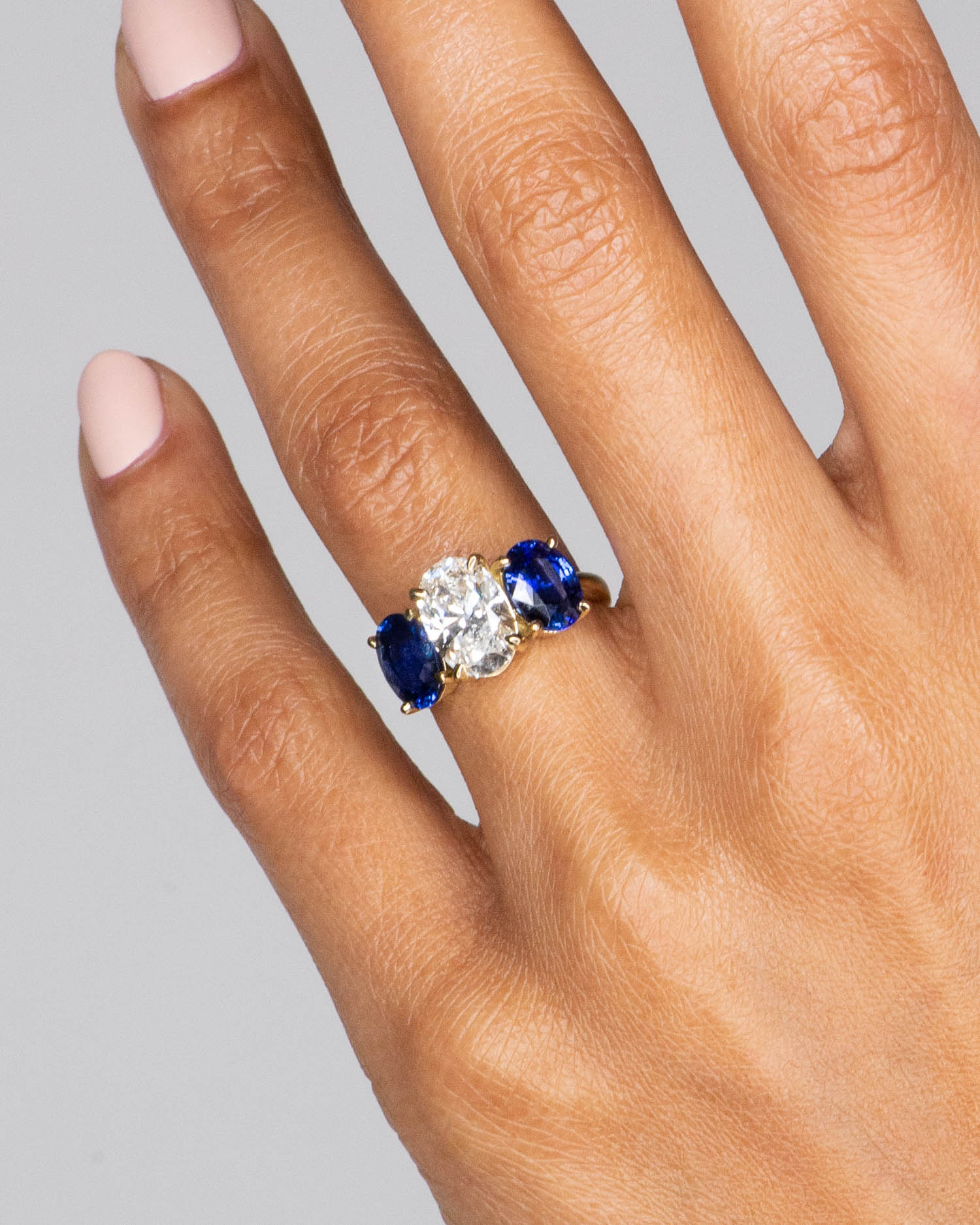 Spark Creations White Gold 3 Stone Blue Sapphire and Diamond Ring 55748 -  Devon Fine Jewelry