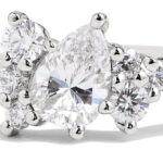Custom Pear Cut Diamond Cluster Ring in Platinum