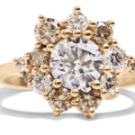 Custom Champagne Diamond Halo Ring in 14kt Yellow Gold
