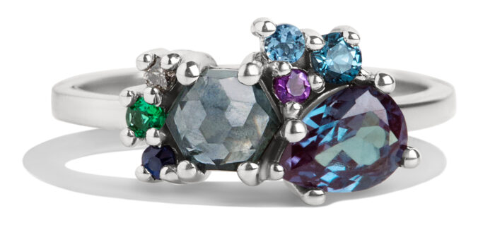 Round Amethyst Stacking Ring Trilliant Alexandrite Jewelry Anniversary Gift  Her | eBay