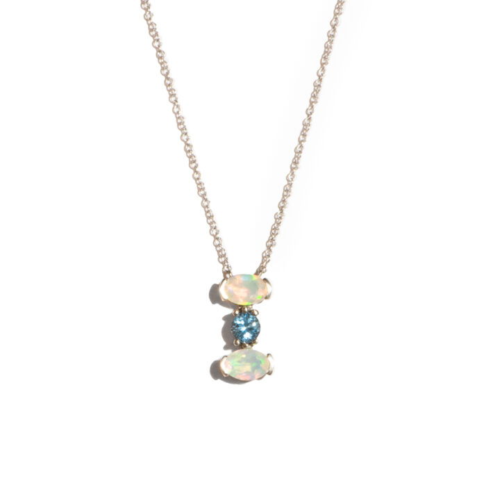 Aquamarine and Opal bridal jewelry set