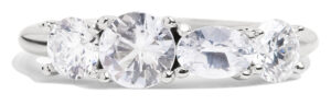 Custom Diamond and White Sapphire Linear Ring in Platinum