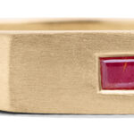 Custom Ruby Signet Band in 18kt Yellow Gold