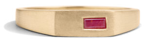 Custom Ruby Signet Band in 18kt Yellow Gold