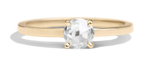 Custom Rose Cut Diamond Solitaire Ring in 14kt Yellow Gold