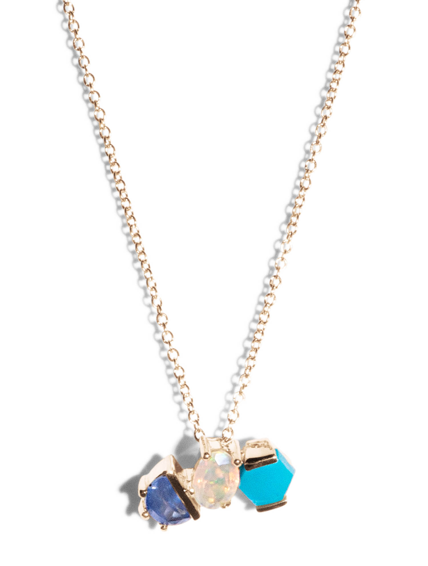 Custom Opal, Turquoise, and Blue Sapphire Necklace - Bario Neal