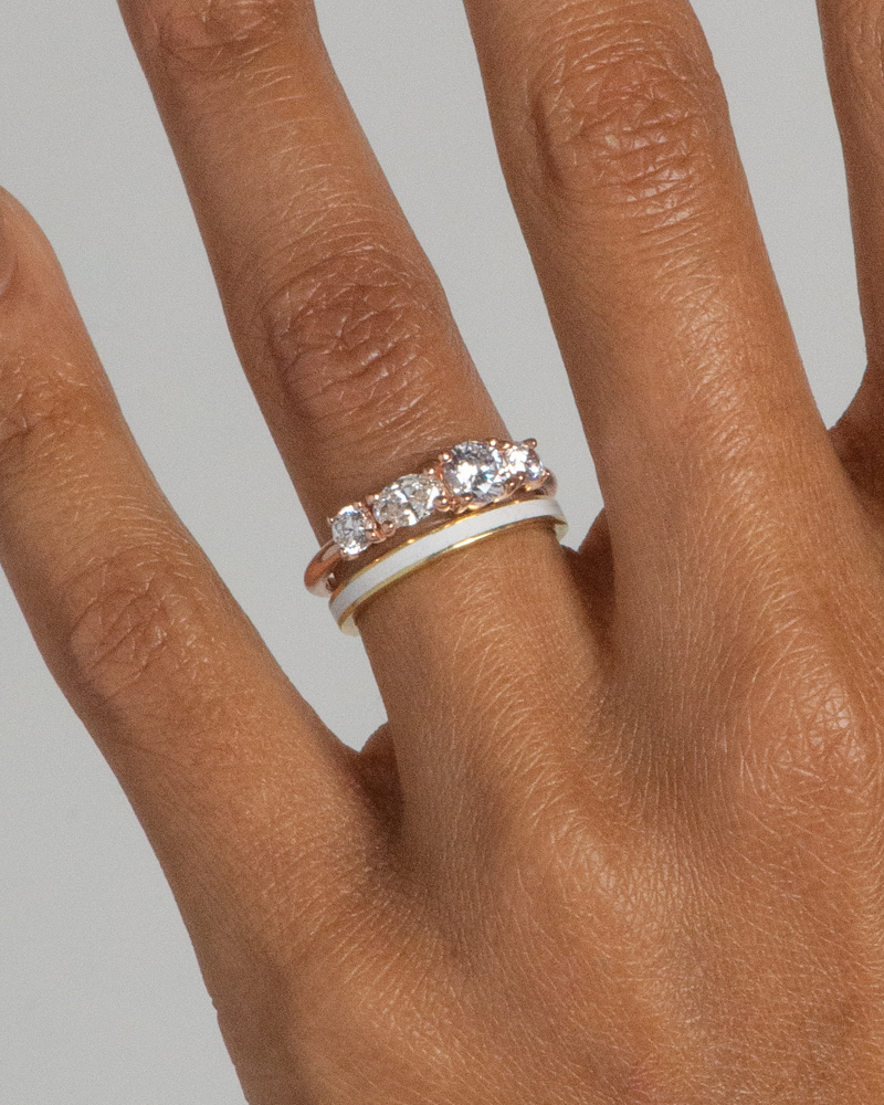 Linear Diamond Ring .50ct with White Enamel Band_WEB2