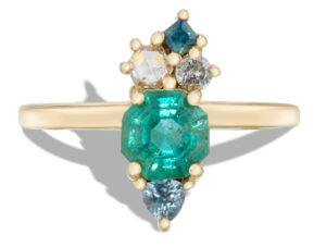 Radial Octagonal Emerald Ring