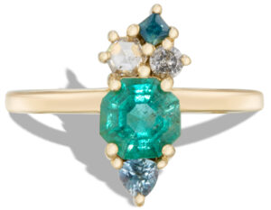 Radial Octagonal Emerald Ring