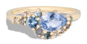 Sway Cluster Sky Blue Sapphire Ring in 14kt Yellow Gold