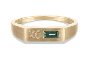 Icon Blue Green Sapphire Signet Ring Yellow Gold