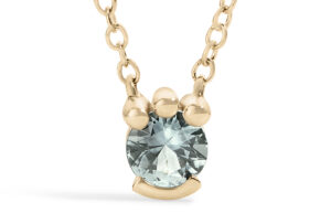 Lash Blue Green Sapphire Pendant 5mm in Yellow Gold